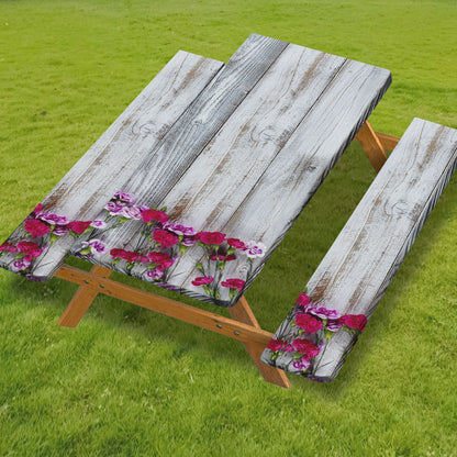 🧺 Stretch Picnic Tablecloth Set | Bench Covers + Carry Bag Included 👜