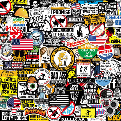 🔥🔥150Pcs Blue Collar Funny Stickers 👷‍♂️