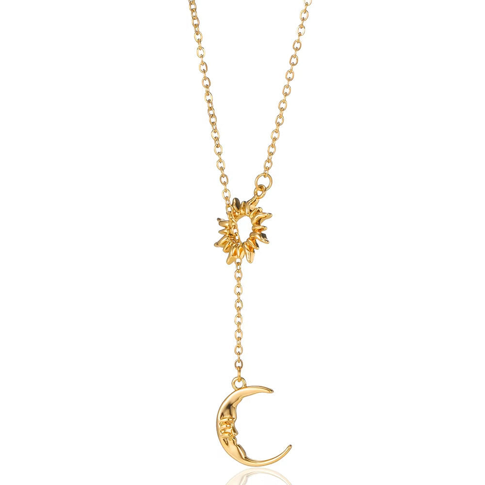 Sun Moon Pendant Necklace Daily Wear