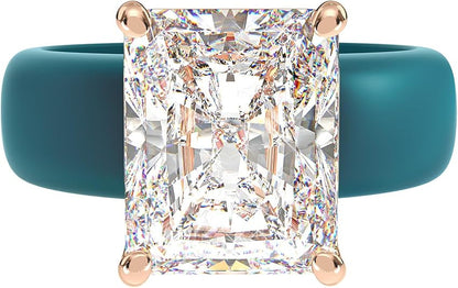 Renfit Silicone Ring – 10×8 mm Emerald Cut CZ | Patent-Pending Design - GlowStone Collection