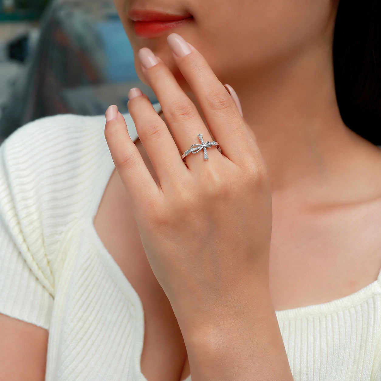 Infinity Cross Zircon Ring