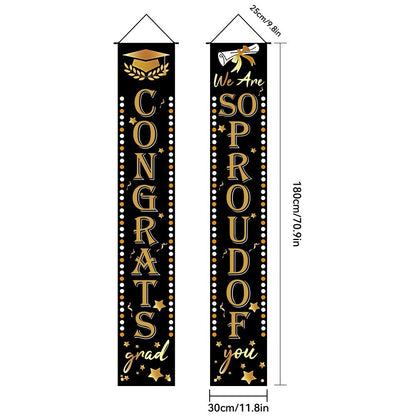 🎓Class of 2026 Graduation Banner | Congrats Grad Front Door Porch Decor for Graduation Party (✨Set of 2)
