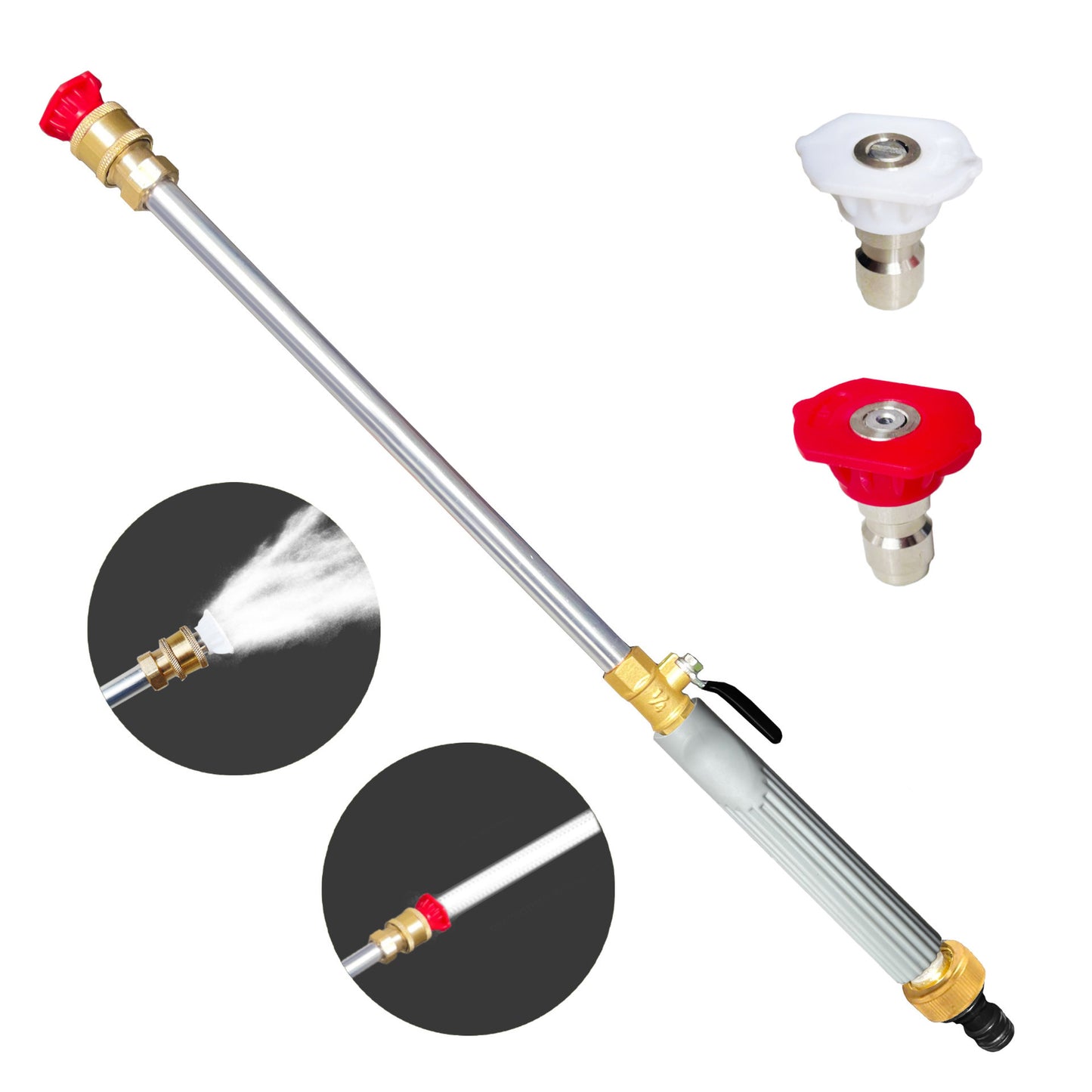 Jet Nozzle Power Washer for Garden Hose, Includes 2 High-Pressure Nozzles and Quick Connectors