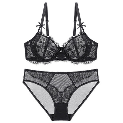🌹 Women's Balconette Sexy Lace Push Up Bra – See Through & Underwire Free