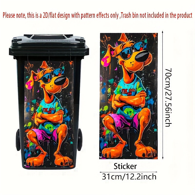 Creative Trash Can Sticker with Colourful Cartoon✨