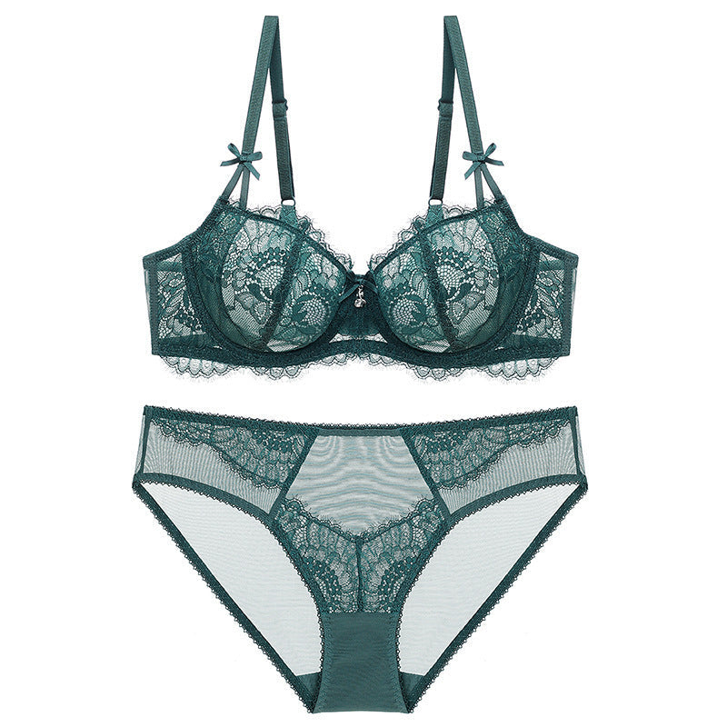 🌹 Women's Balconette Sexy Lace Push Up Bra – See Through & Underwire Free