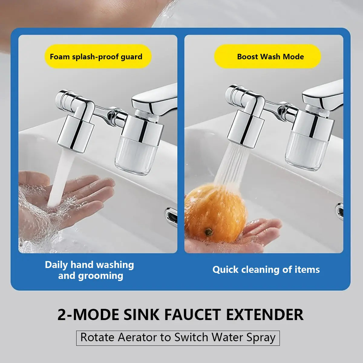 1080° Swivel Faucet Filter Set with 5 Filters, 3 Adapters, 2 Modes Faucet Extender Aerator