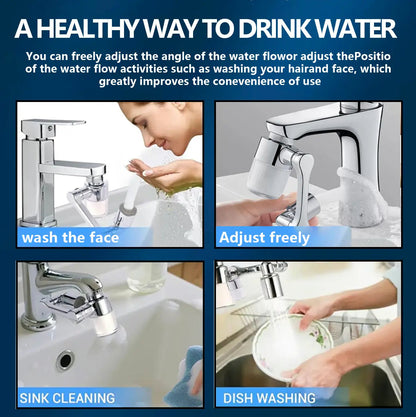 1080° Swivel Faucet Filter Set with 5 Filters, 3 Adapters, 2 Modes Faucet Extender Aerator