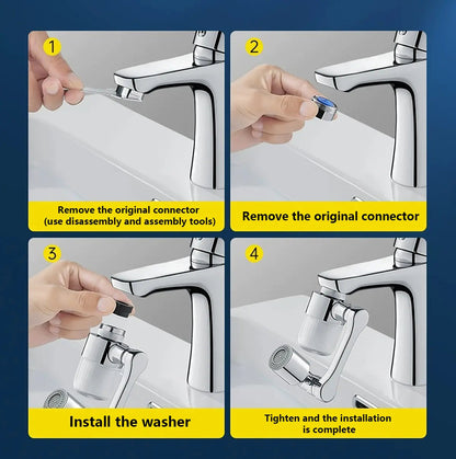 1080° Swivel Faucet Filter Set with 5 Filters, 3 Adapters, 2 Modes Faucet Extender Aerator