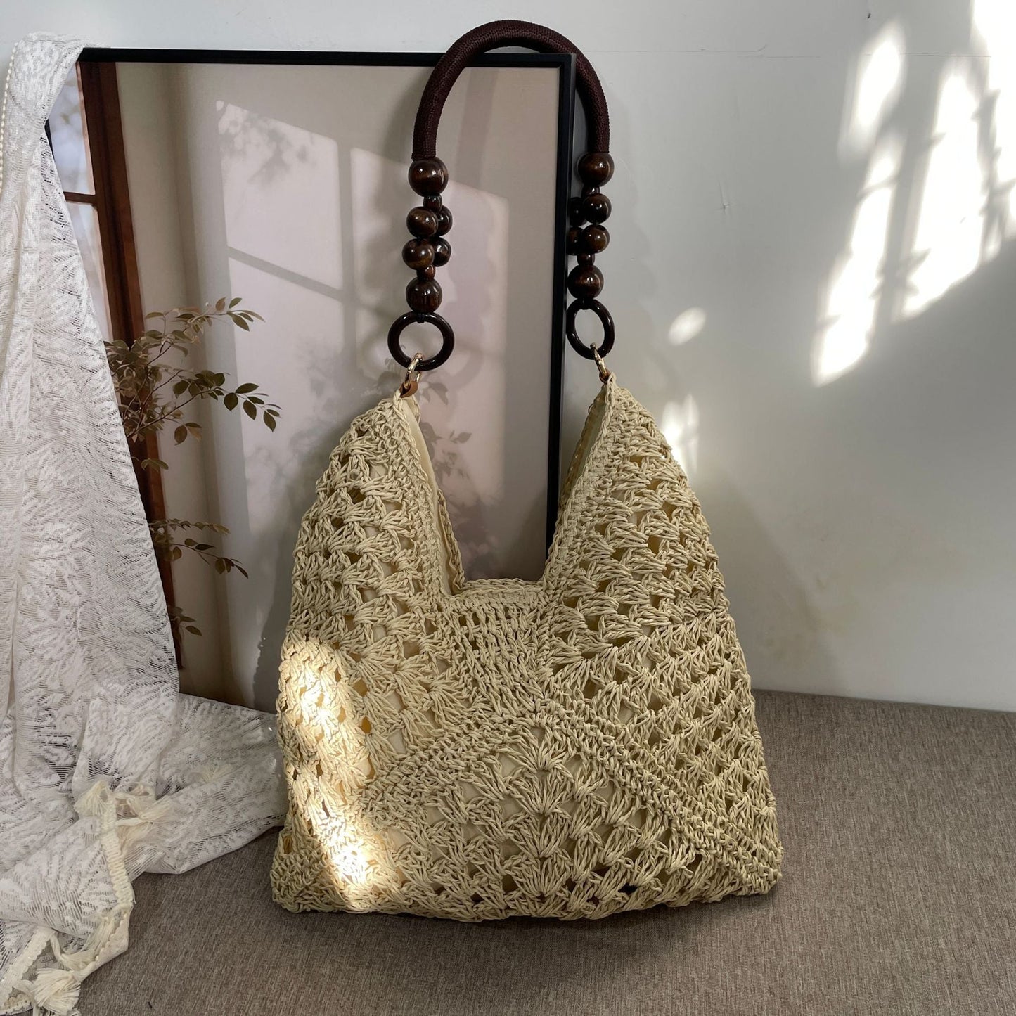Women's Handmade Woven Straw Shoulder Bag