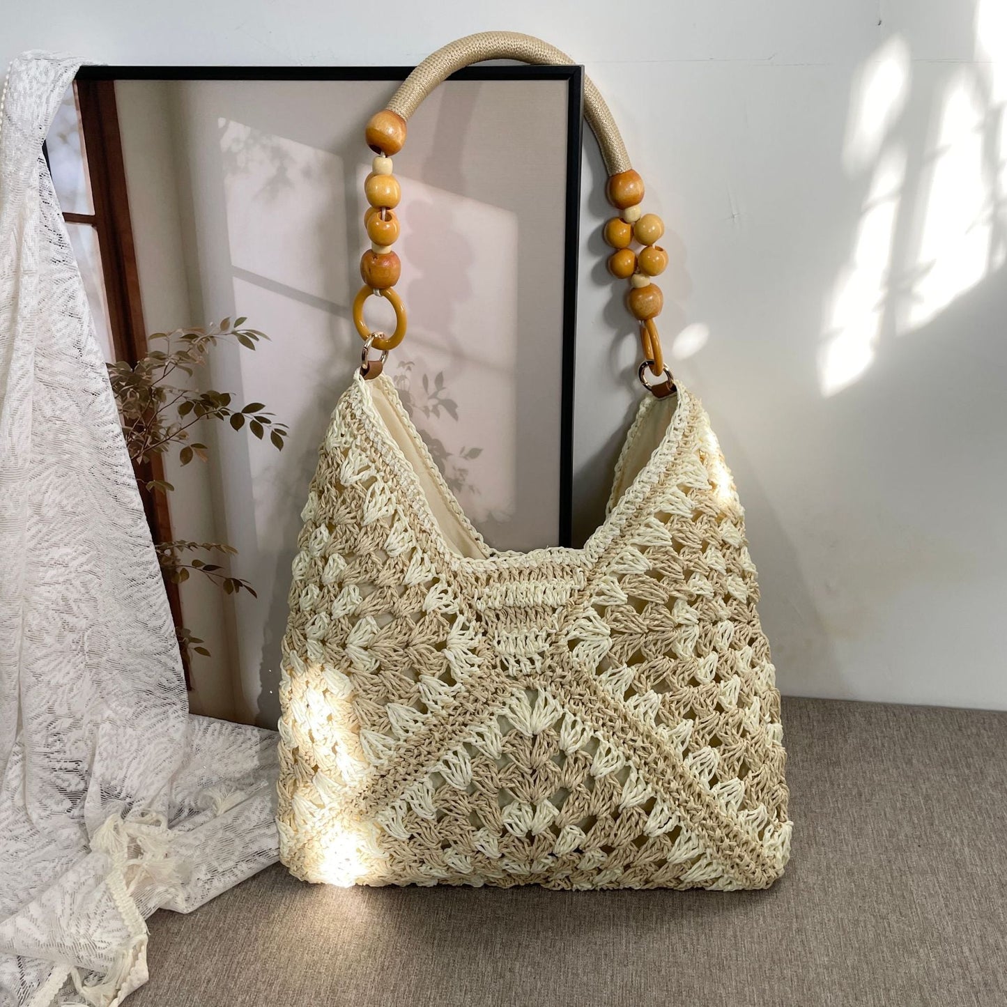 Women's Handmade Woven Straw Shoulder Bag
