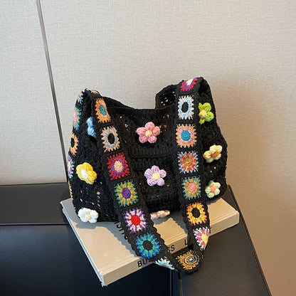 Women's Retro Boho Floral Patchwork Crossbody Messenger Bag for Travel, Shopping & Everyday Use
