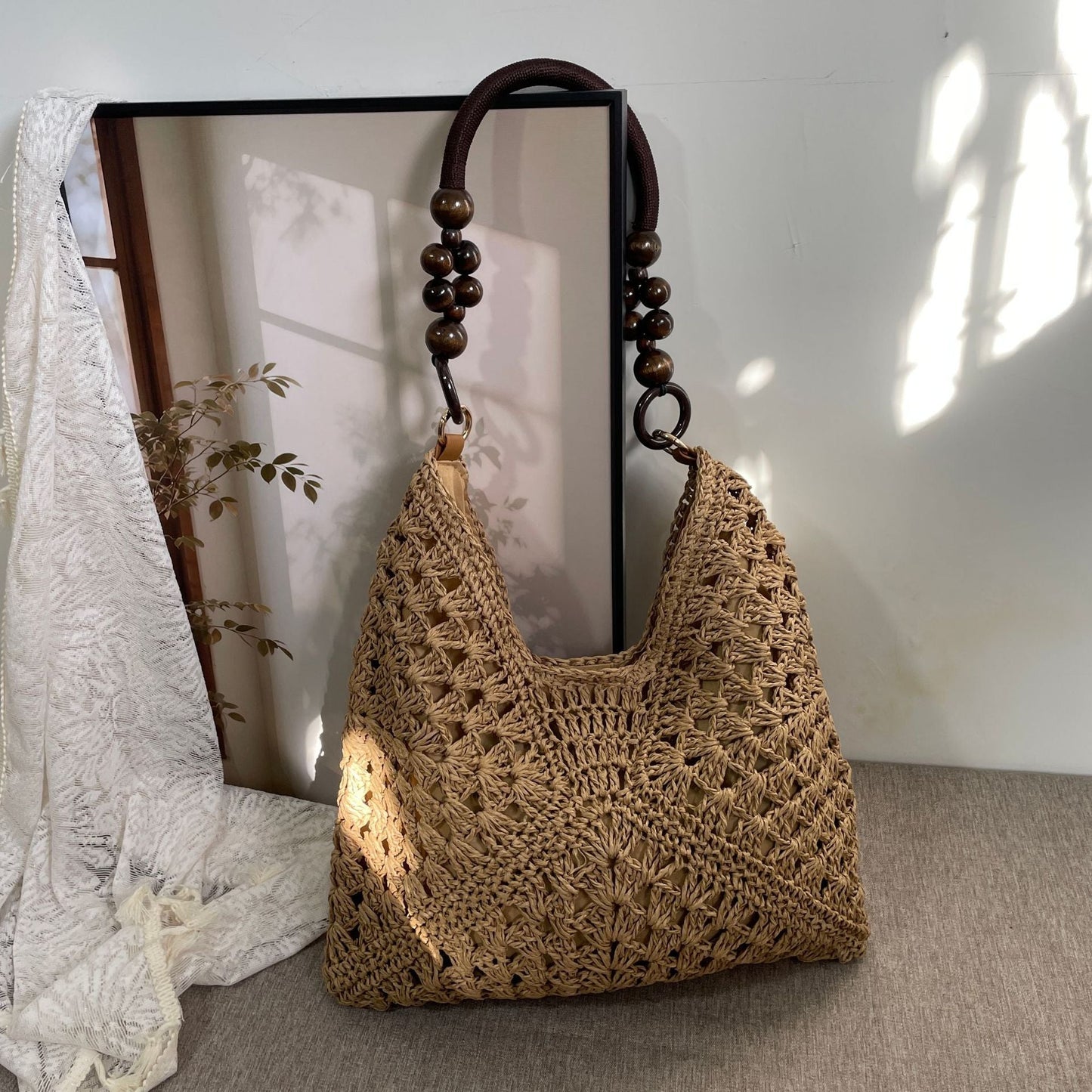 Women's Handmade Woven Straw Shoulder Bag