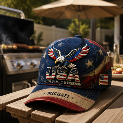 Personalized USA Eagle Name Baseball Cap