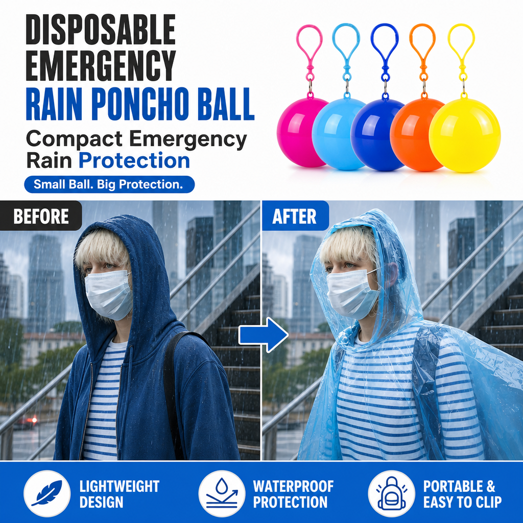 ✨Limited-time 50% off offer-Disposable Emergency Rain Poncho Ball Set