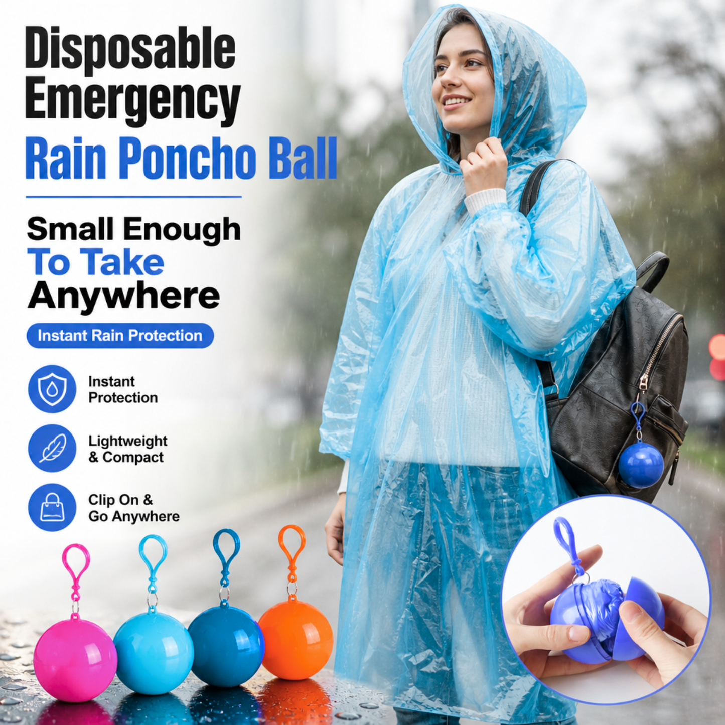 ✨Limited-time 50% off offer-Disposable Emergency Rain Poncho Ball Set
