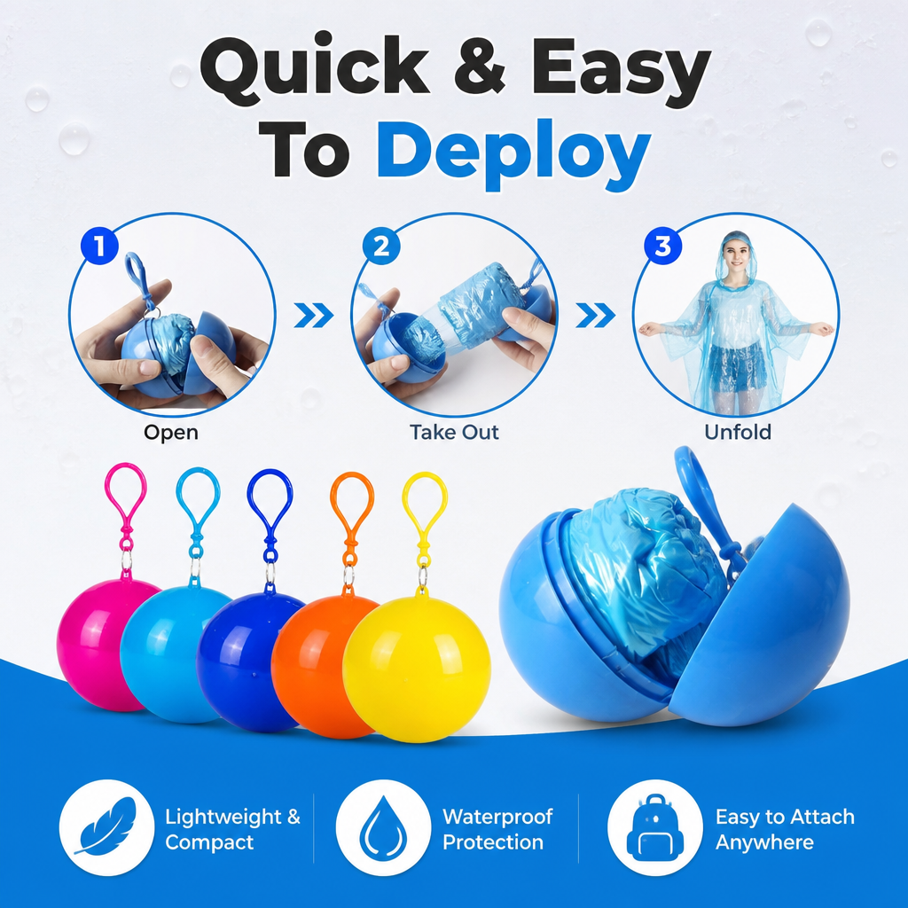 ✨Limited-time 50% off offer-Disposable Emergency Rain Poncho Ball Set