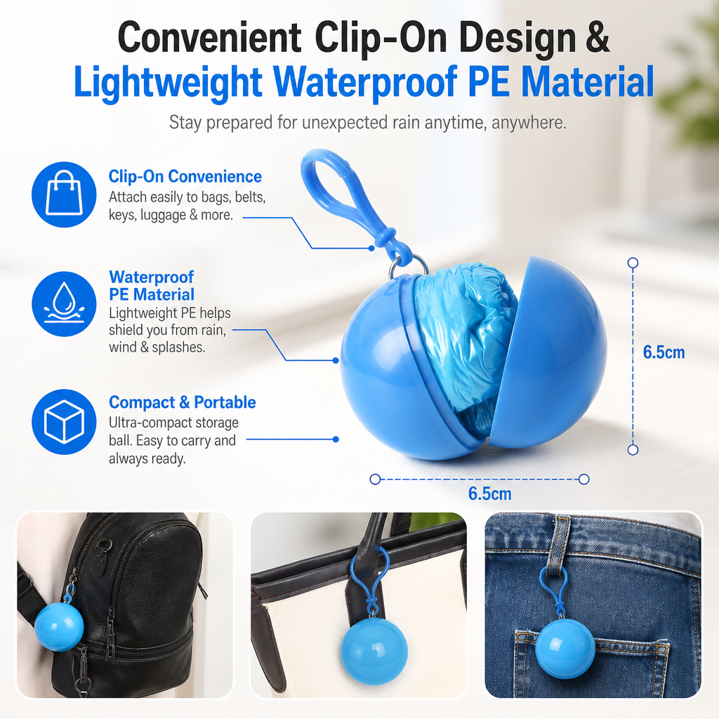 ✨Limited-time 50% off offer-Disposable Emergency Rain Poncho Ball Set