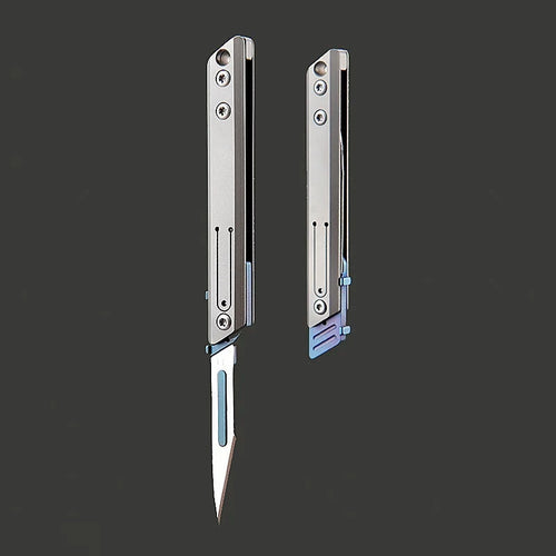 🔪 Titanium Mini Utility Knife – 10 Replaceable Blades