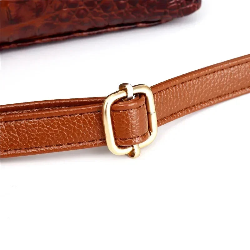 Women Croc Embossed Ring Handle Handbag