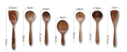 🌿 100% Pure Teak Wooden Kitchen Utensils – No Harsh Chemicals, Gentle on All Cookware🍴