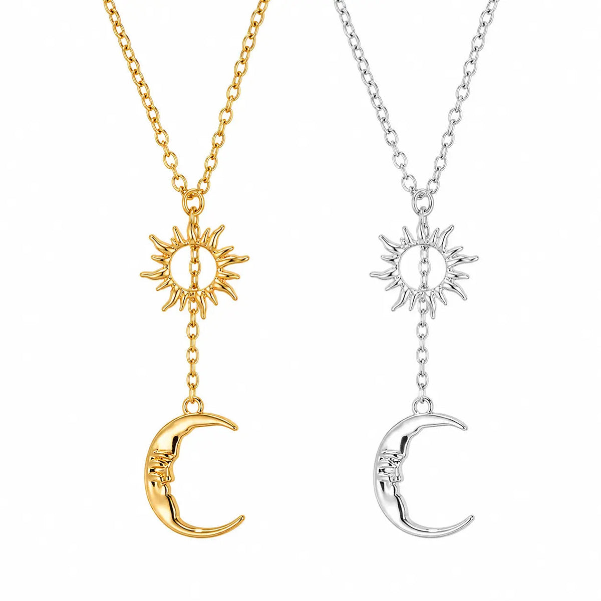 Sun Moon Pendant Necklace Daily Wear