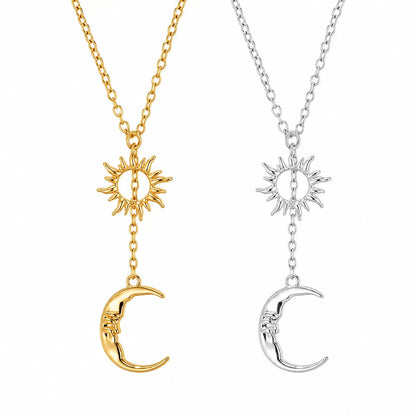Sun Moon Pendant Necklace Daily Wear