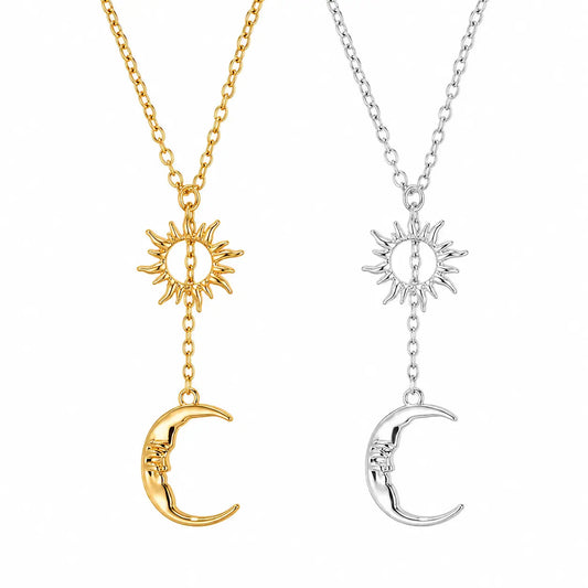 Sun Moon Pendant Necklace Daily Wear
