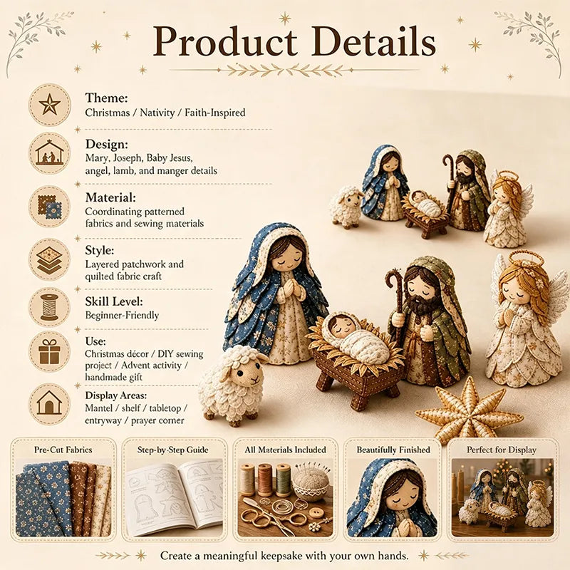 ✨ DIY Patchwork Nativity Scene Sewing Kit