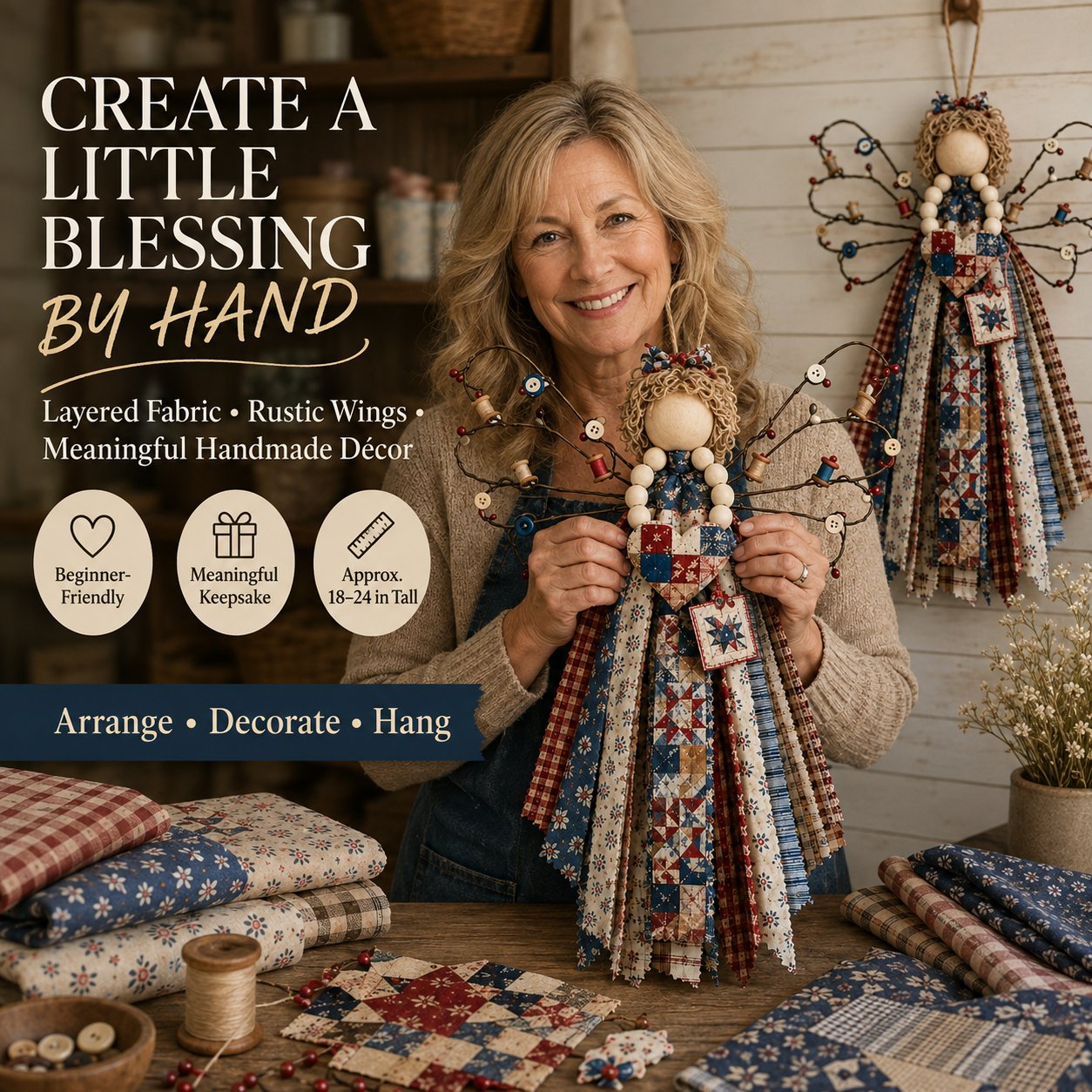 🪽 Angel Fabric Hanging DIY Kit - Stitch a Little Blessing That Stays Forever