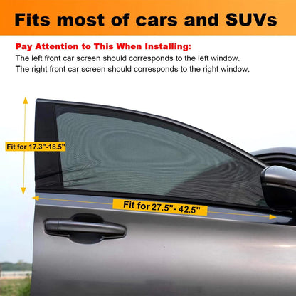Car Anti‐Mosquito Screen/Net, 4 Pack Car Sunshade Curtain, Mosquito Net For Car Glass, Privacy Window Mesh