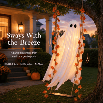 🔥Last Day 49% OFF - 71'' Spooky Hanging Ghost Porch Swing Ornament