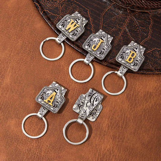🔥 Buy 1 Get 1 FREE | Vintage Brass Initial Cow Tag Keychain