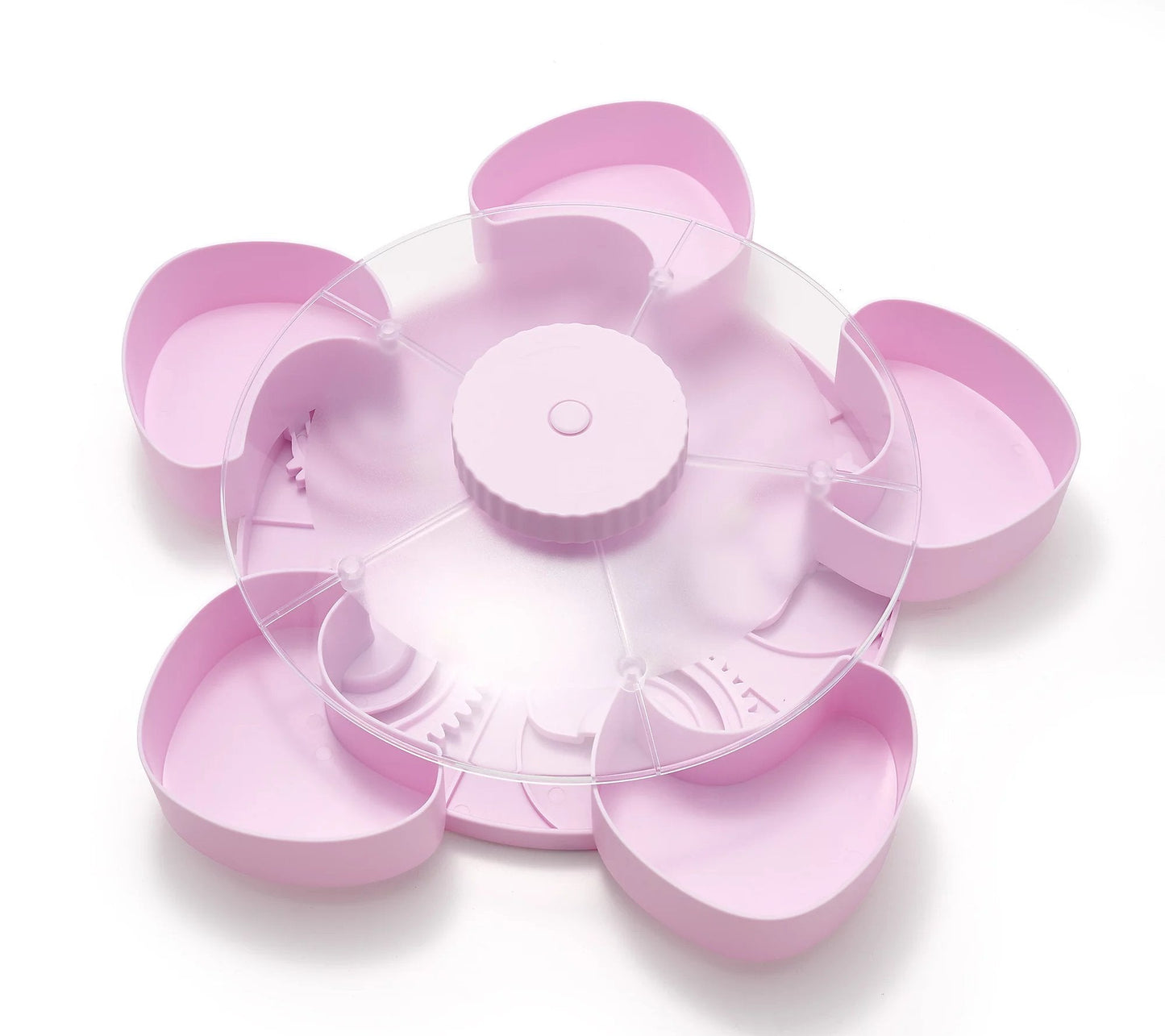 ✅ Rotating 5-Compartment Snack Tray👉Divided Spin & Snack Serving Tray