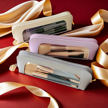 🌸 Multi-Compartment Makeup Brush Organizer Case
