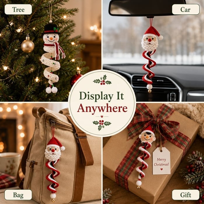 🔥 LAST DAY 49% OFF – ☃️ Crochet Snowman Spiral Ornament DIY Kit | Complete Beginner-Friendly Set with Soft Yarn, Crochet Hook, Festive Beads, Snowflakes & Step-by-Step Guide 🧶🎄✨