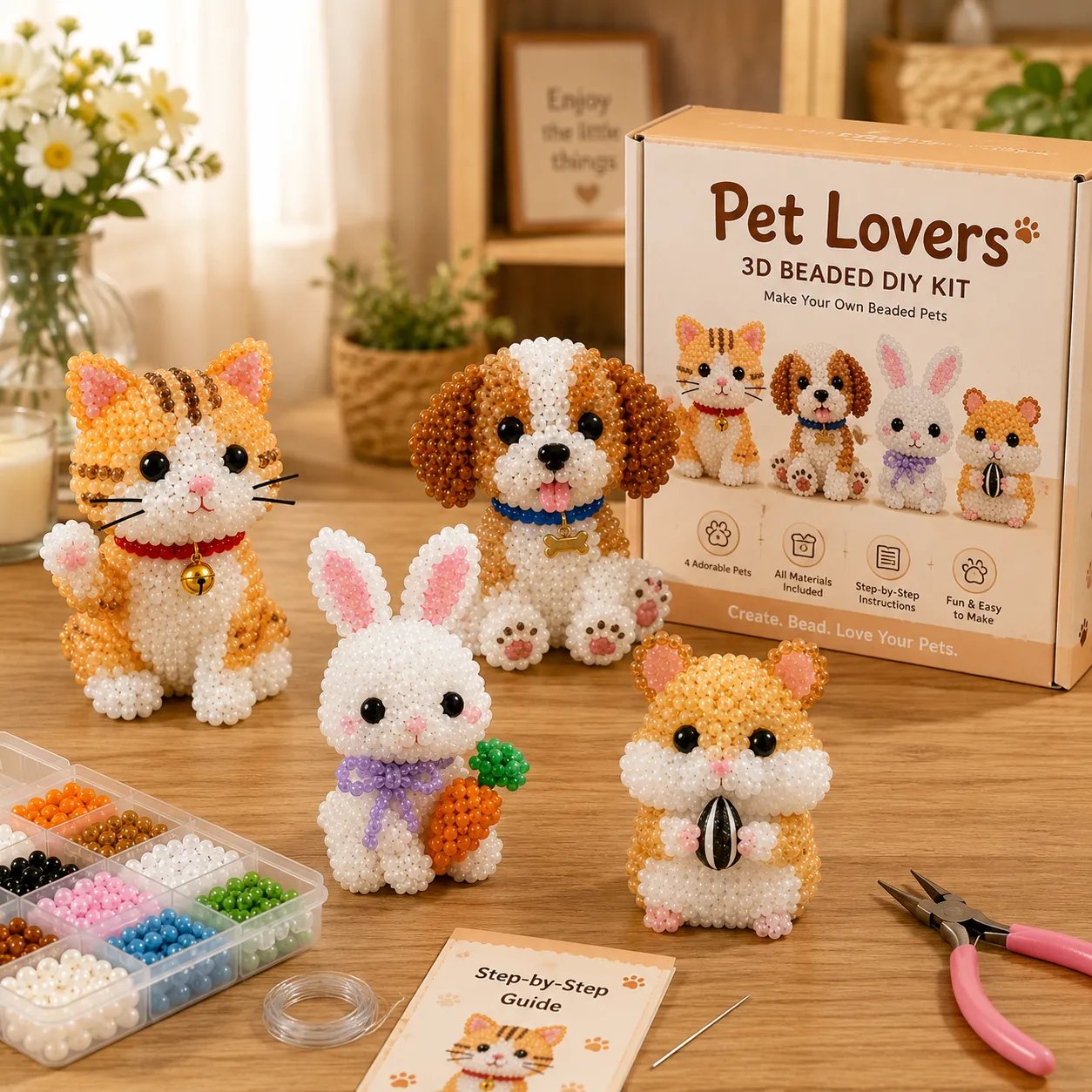 🔥🧵✨ Tiny 3D Beaded Animal DIY Kit(Unfinished Product)