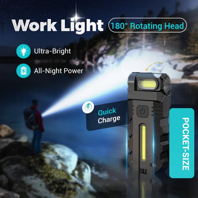 LED work light with 180° rotating head
