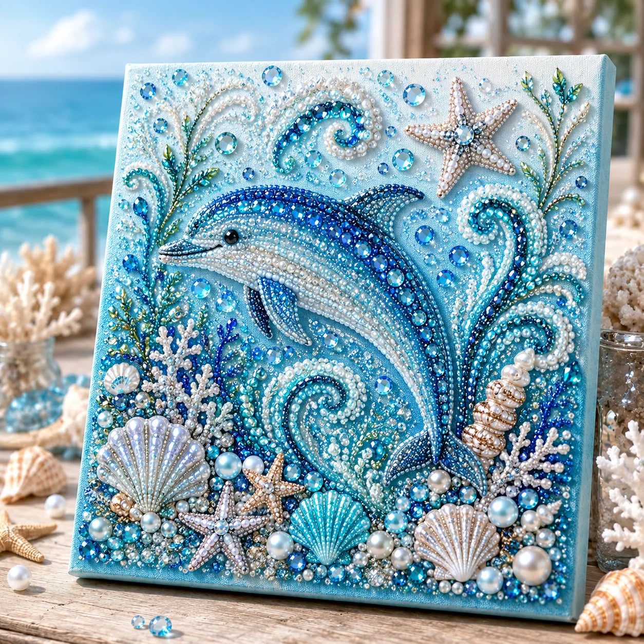 🌊✨ Ocean Theme Pearl Art DIY Kit – Relaxing DIY Craft to Create Stunning Coastal Artwork