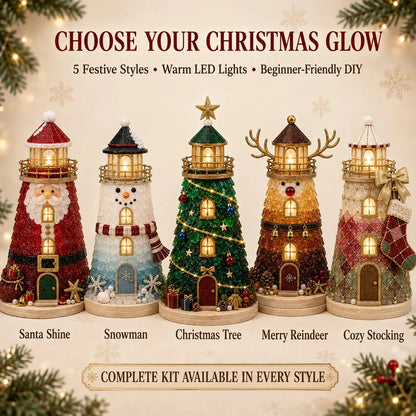 🔥 LAST DAY 49% OFF –🎄 DIY Lighted Christmas Sea Glass-Style Lighthouse Kit ✨