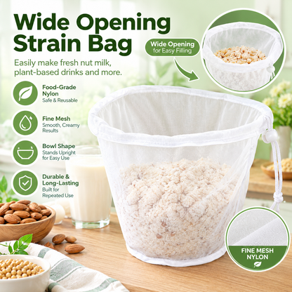 Bowl-Shaped Nylon Nut Milk Bag, Reusable Strainer Bags（3Pcs）