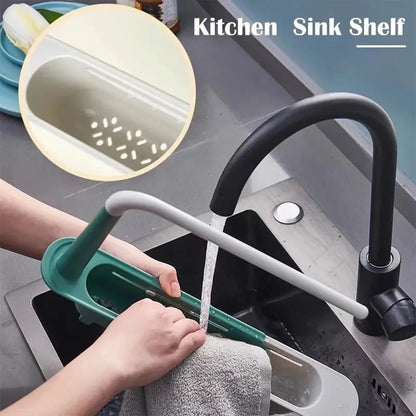 1PCS Retractable Sink Shelf — Adjustable-Length Sink Organizer & Expandable Kitchen Towel Rack