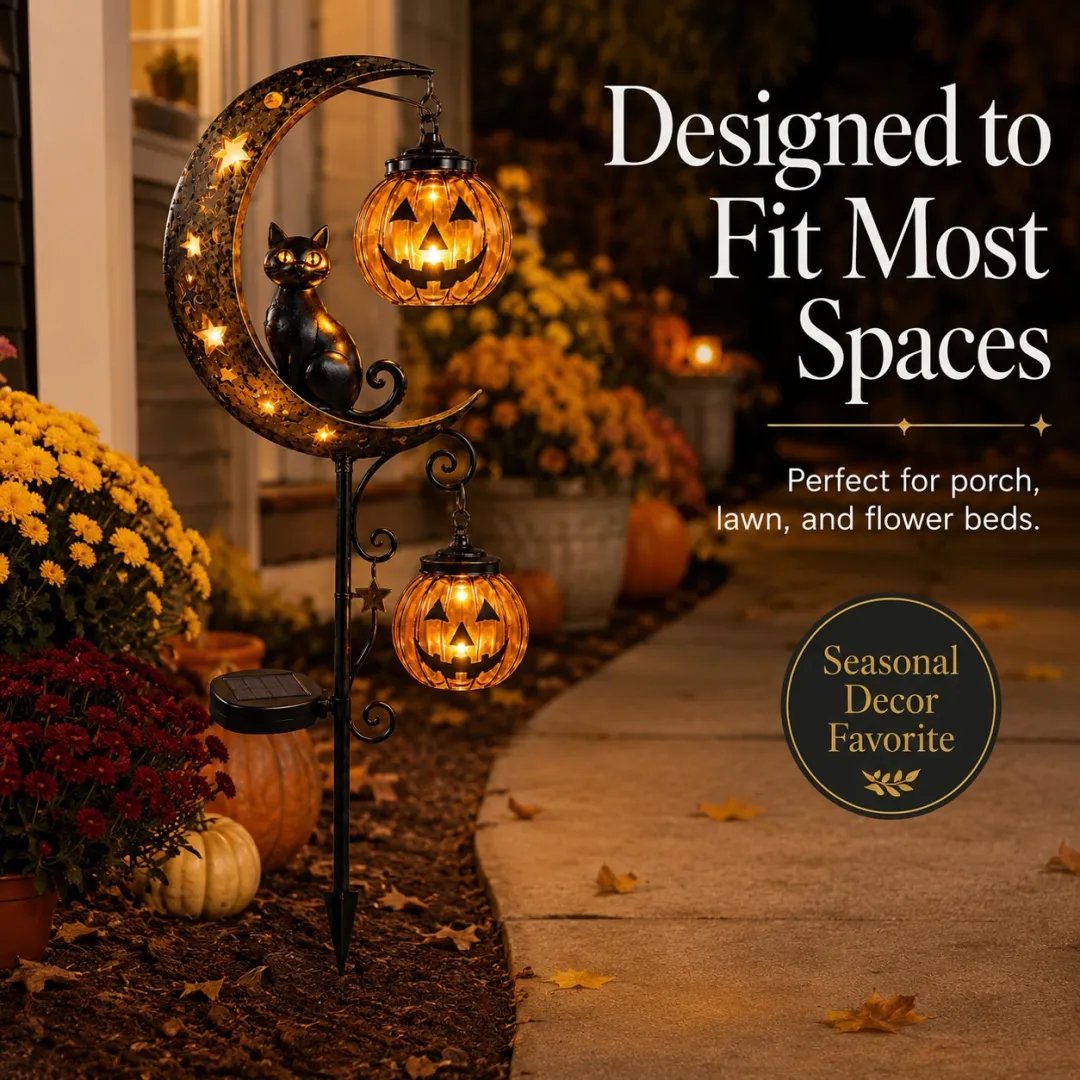 🐈‍⬛🌙Halloween Early Bird Special Sale 49% OFF-Pumpkin Moon Garden Stake Light🎃