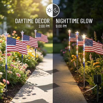 🔥Last Day: 50% OFF🔥8 Solar American Flag Pathway Lights – Red, White & Blue Yard Glow for 250th Independence Celebration 🇺🇸✨