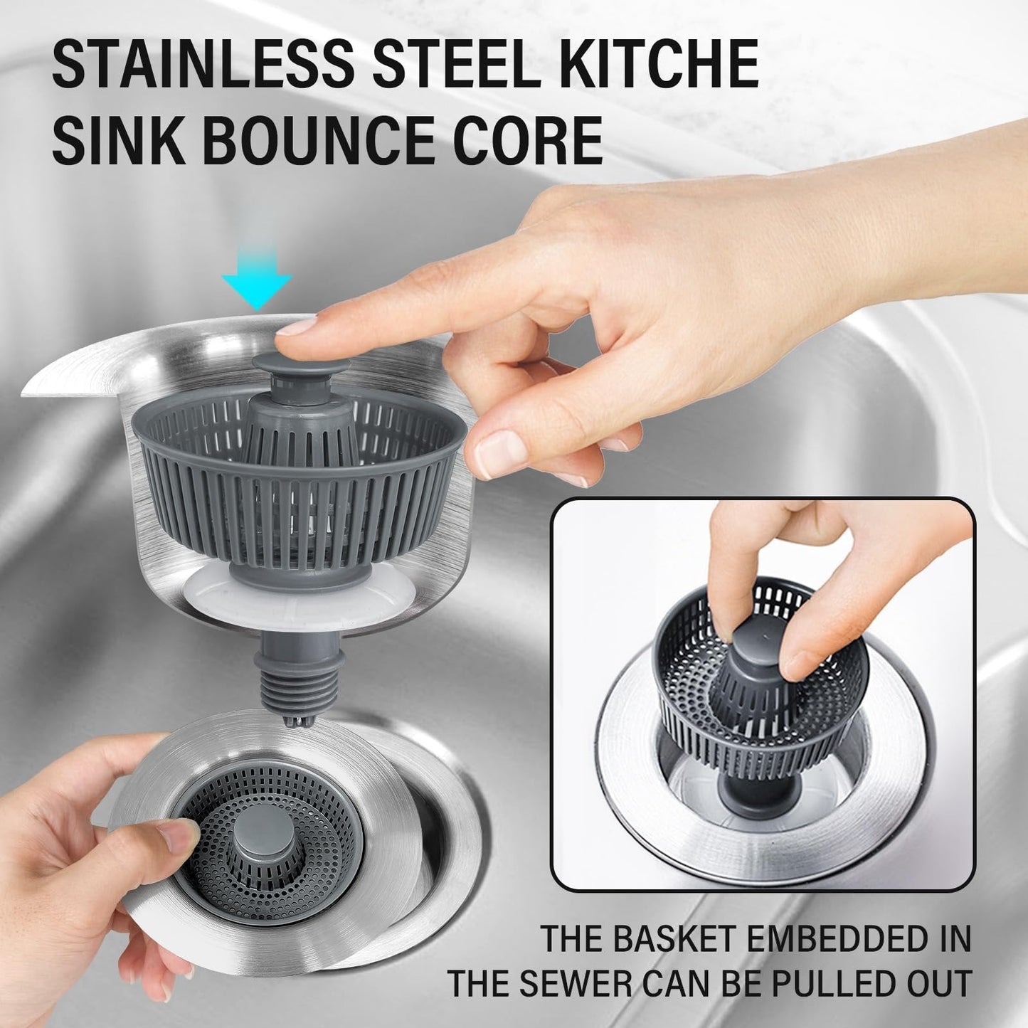 🔥New Upgraded Sink Bounce Core Drain Strainer