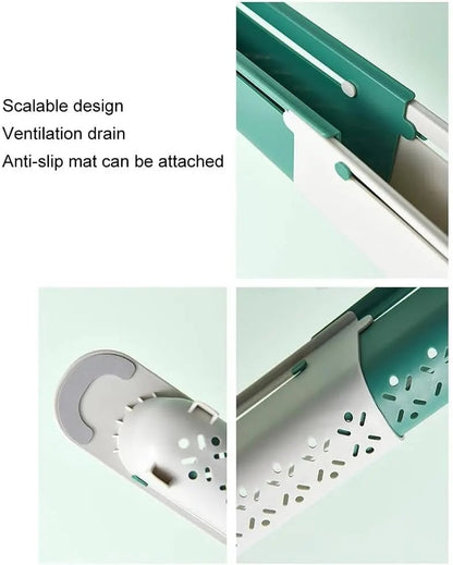 1PCS Retractable Sink Shelf — Adjustable-Length Sink Organizer & Expandable Kitchen Towel Rack