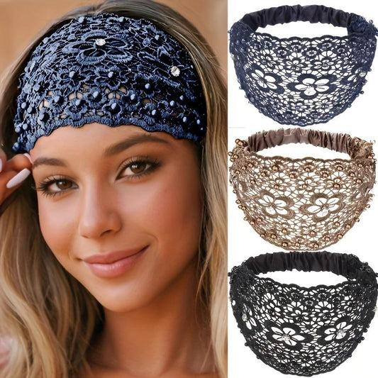 🎁💥Elegant Floral Beaded Wide Headbands for Women