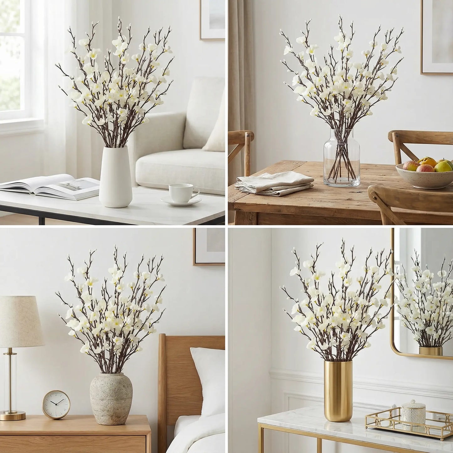 🌸 Artificial Plum Blossom Branches – Realistic Silk Flower Decor