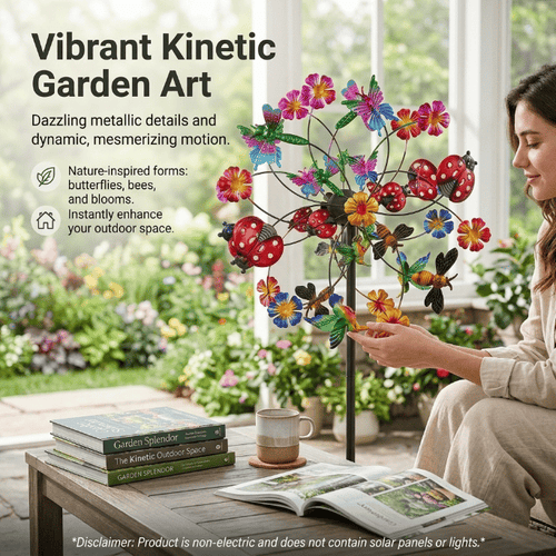 ☀️🌀Outdoors Wind Spinners with Decorative Flowers🌸(Includes bracket)80cm