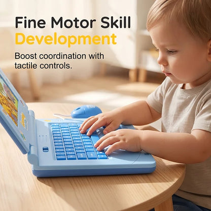 🔥Hot Sale 49% OFF🔥 Interactive Simulation Toy Laptop – Pretend Play Computer with A-Z Keyboard & 1-10 Number Keys, 55+ Songs Lights Sounds, 5 Learning Modes (ABC/Numbers/Music/Games/Messages), Foldable with Handle
